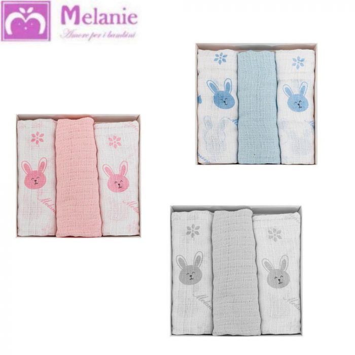 3 PANNI STAMPATI 70X70 CONIGLIO